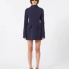 Kort, figursydd gabardinekjole, midnattsblå Kort, figursydd gabardinekjole, midnattsblå