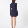 Kort, figursydd gabardinekjole, midnattsblå Kort, figursydd gabardinekjole, midnattsblå