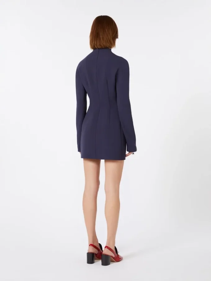 Kort, figursydd gabardinekjole, midnattsblå Kort, figursydd gabardinekjole, midnattsblå