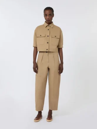 Cargo-bukse i bomulls-bull-denim, sand