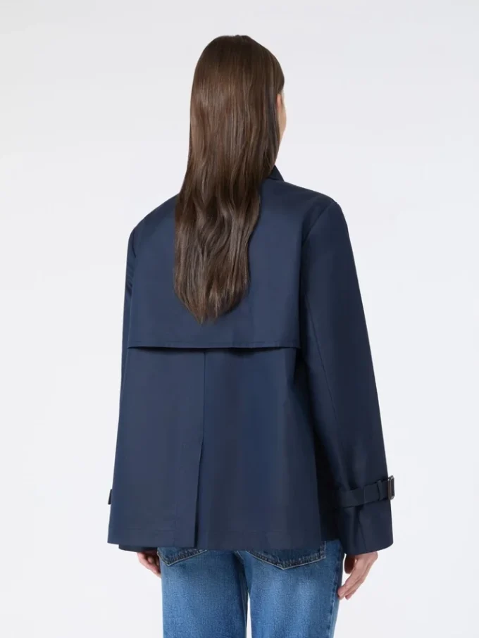 Kort, vannavvisende trenchcoat i gabardin, marineblå