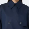 Kort, vannavvisende trenchcoat i gabardin, marineblå