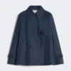 Kort, vannavvisende trenchcoat i gabardin, marineblå