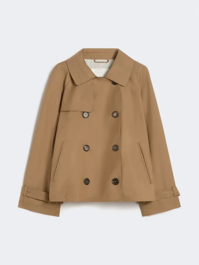 Kort, vannavvisende trenchcoat i twill, brun Kort, vannavvisende trenchcoat i twill, brun