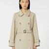 Kort, vannavvisende trenchcoat i twill, sand Kort, vannavvisende trenchcoat i twill, sand