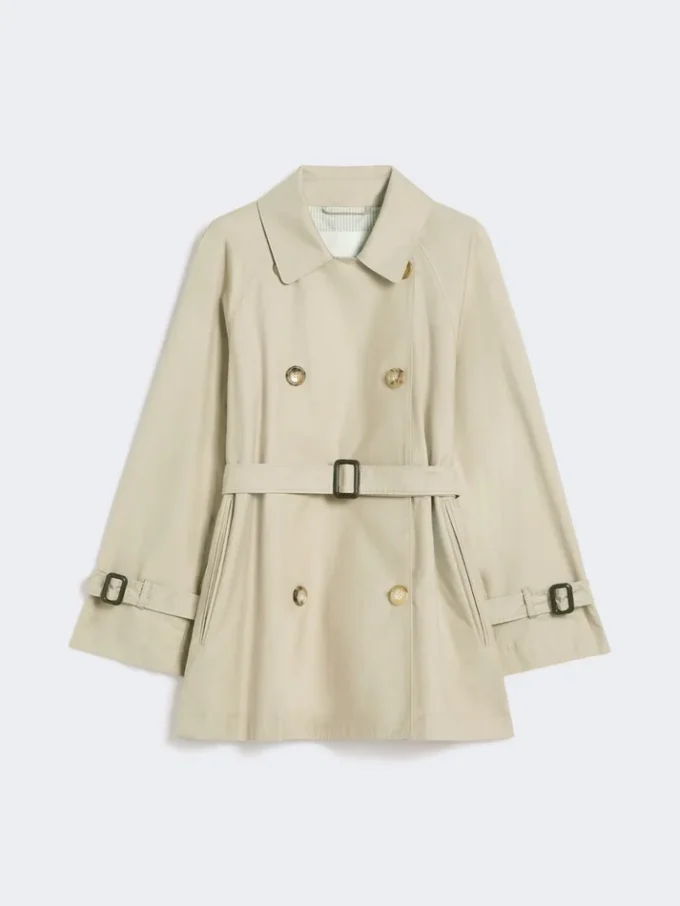 Kort, vannavvisende trenchcoat i twill, sand Kort, vannavvisende trenchcoat i twill, sand