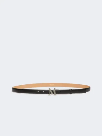 Lærbelte med monogramspenne, svart
