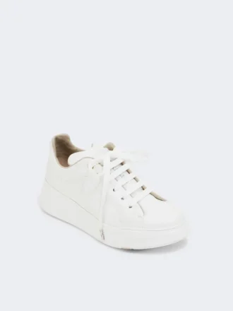 Lærsneakers, optisk hvit