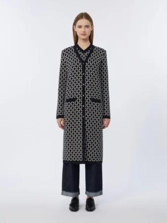 Lang jacquard-ullkofta, ultramarin