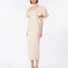 Lang kjole i jacquard-cloque, pudder