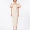 Lang kjole i jacquard-cloque, pudder