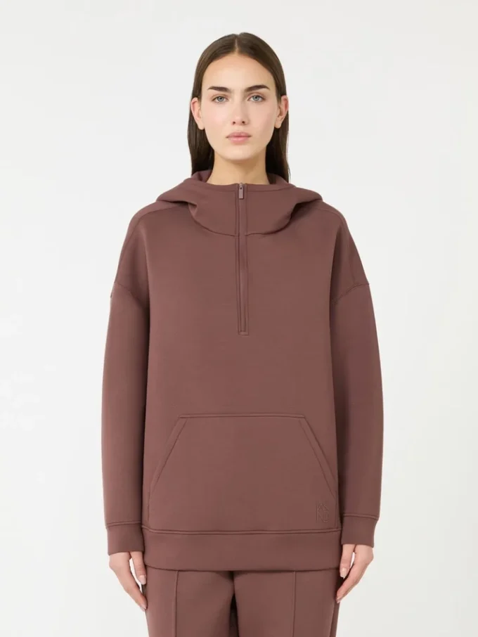 Lang scuba-jersey-genser, brun