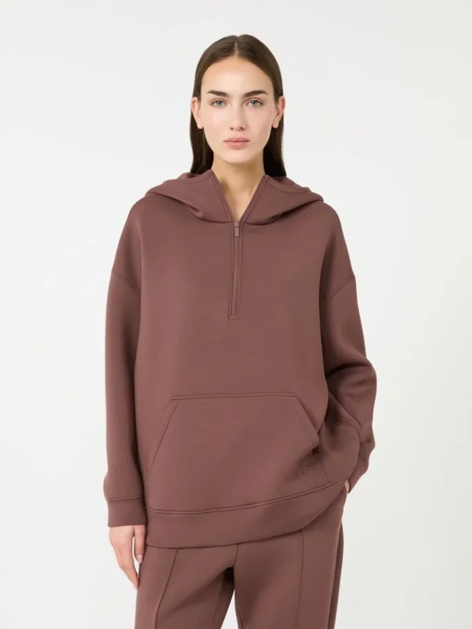 Lang scuba-jersey-genser, brun
