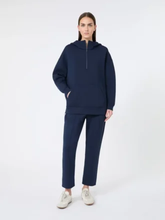Lang scuba-jersey-genser, marineblå