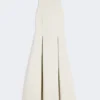 Lang, utsvunget kjole i scuba-jersey, beige Lang, utsvunget kjole i scuba-jersey, beige