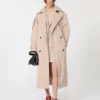 Lang, vannavvisende trenchcoat i twill, beige Lang, vannavvisende trenchcoat i twill, beige
