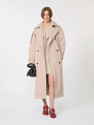 Lang, vannavvisende trenchcoat i twill, beige