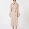 Lang, vannavvisende trenchcoat i twill, beige Lang, vannavvisende trenchcoat i twill, beige