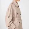Lang, vannavvisende trenchcoat i twill, beige Lang, vannavvisende trenchcoat i twill, beige