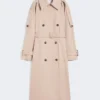 Lang, vannavvisende trenchcoat i twill, beige Lang, vannavvisende trenchcoat i twill, beige