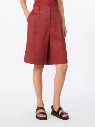 Lange bermudashorts i lin, mursteinsrød