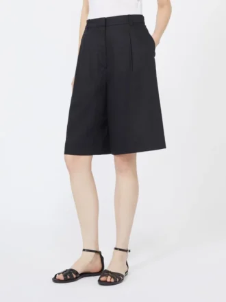 Lange bermudashorts i lin, svart