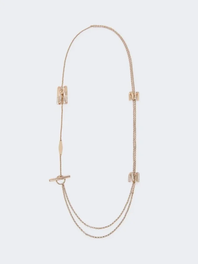 Langt halskjede med monogramdetaljer, elfenben