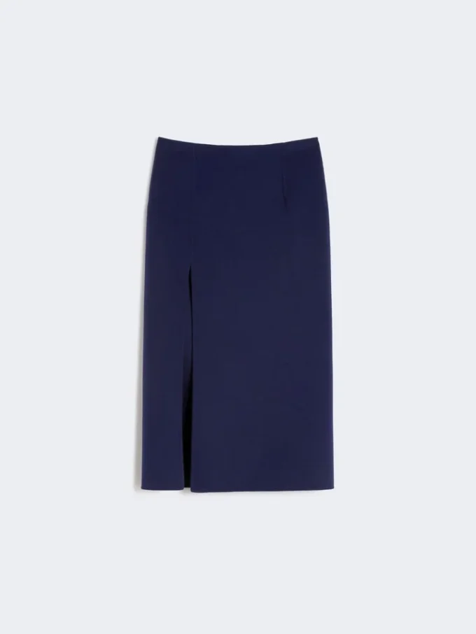 Langt skjørt i dobbeltsidig ull, ultramarin