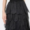 Langt skjørt med blomsterblader i silkeorganza, svart Langt skjørt med blomsterblader i silkeorganza, svart
