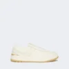 Lavskosneakers i tumlet skinn, hvite
