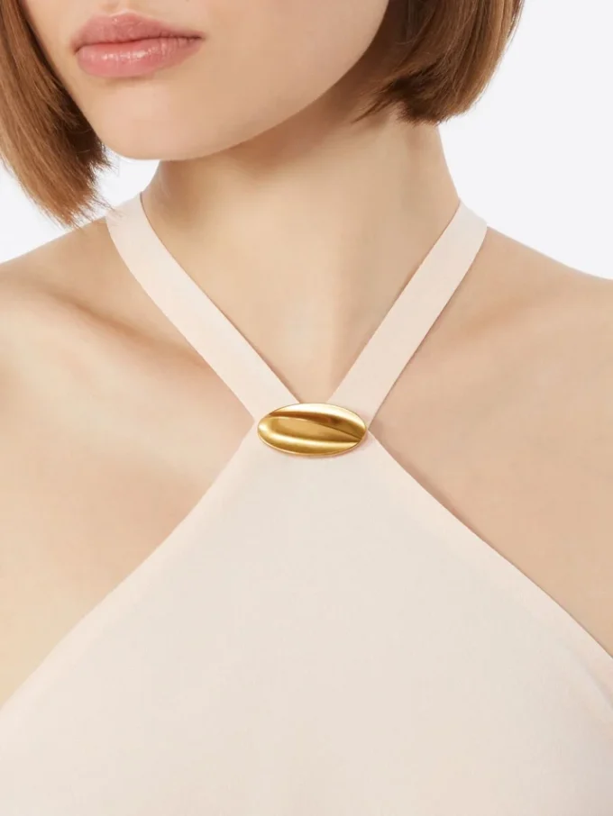 Lett satengkjole, beige-rosa Lett satengkjole, beige-rosa