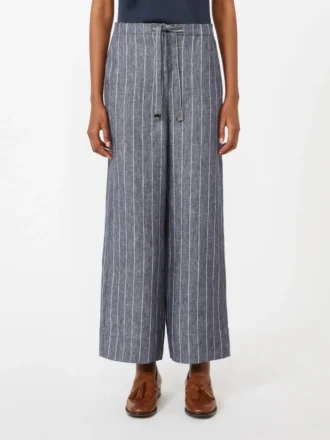 Linenbukser med nålestriper i denim-look, ultramarin Linenbukser med nålestriper i denim-look, ultramarin