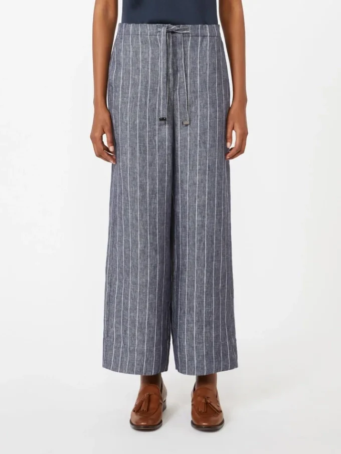 Linenbukser med nålestriper i denim-look, ultramarin