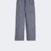 Linenbukser med nålestriper i denim-look, ultramarin