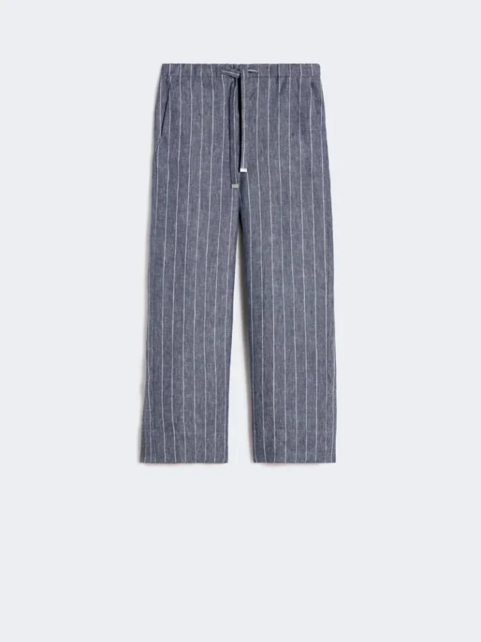 Linenbukser med nålestriper i denim-look, ultramarin
