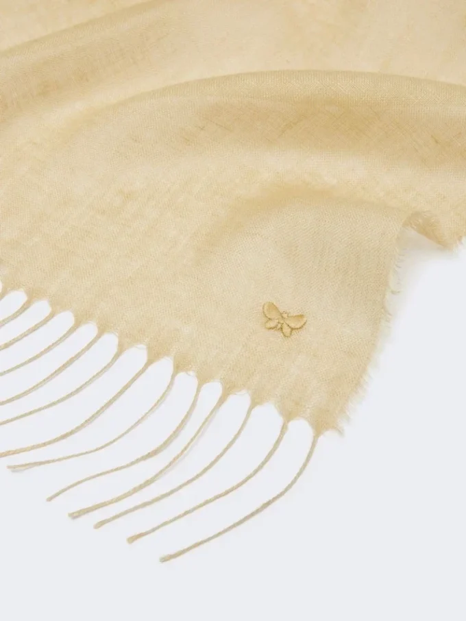 Linestole med frynser, beige