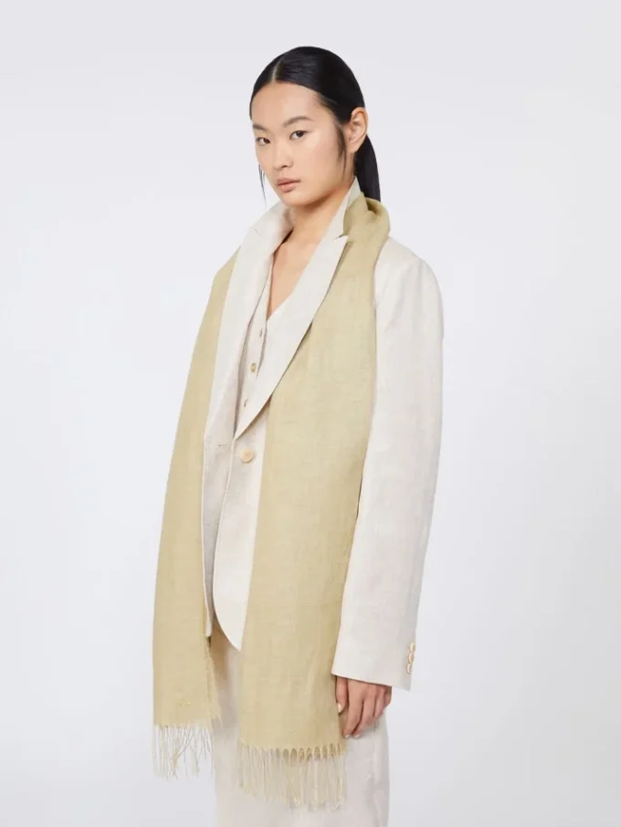 Linestole med frynser, beige