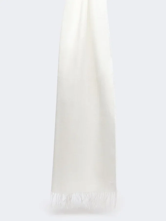 Linestole med frynser, hvit