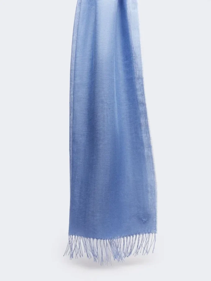 Linestole med frynser, lyseblå