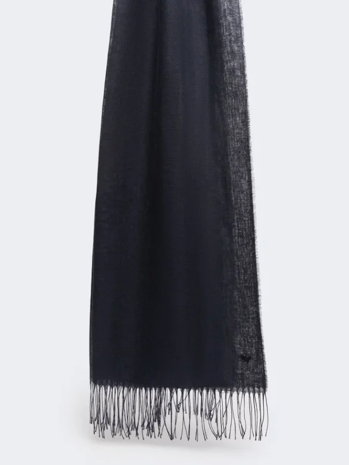 Linestole med frynser, midnattsblå