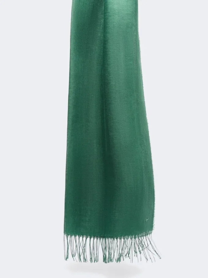 Linestole med frynser, salviegrønn