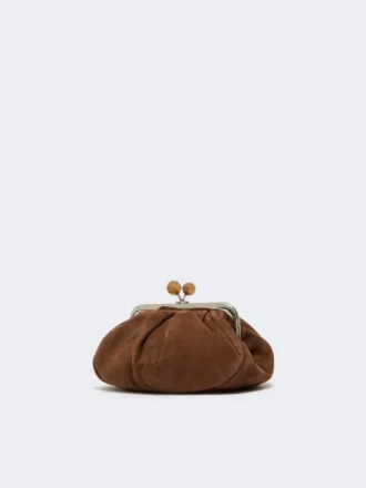 Liten Pasticcino-veske i semsket skinn, mørkebrun