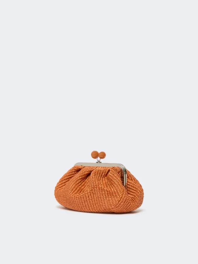 Liten pasticcino-veske med raffia-effekt, laks