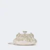 Liten satengveske i pasticcino-stil med rhinestones, antikkrosa