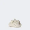 Liten satengveske i pasticcino-stil med rhinestones, antikkrosa