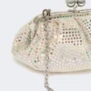 Liten satengveske i pasticcino-stil med rhinestones, antikkrosa