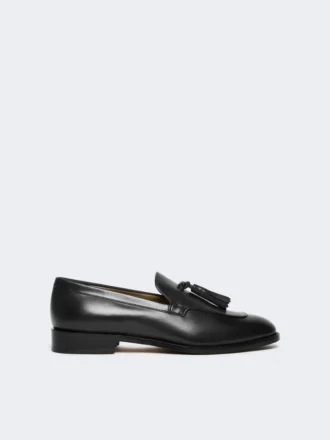Loafers i skinn med dusker, svart