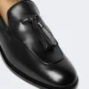 Loafers i skinn med dusker, svart