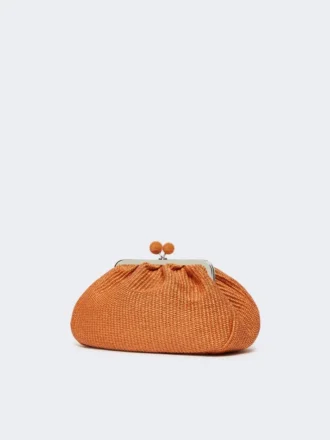 Mellomstor pasticcino-veske med raffia-effekt, laks