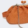 Mellomstor pasticcino-veske med raffia-effekt, laks